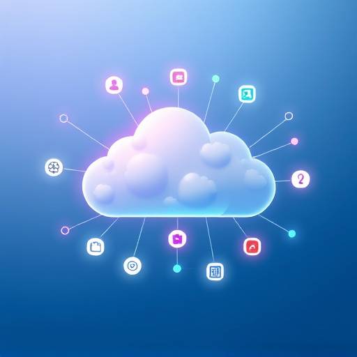 Cloud Computing Course Thumbnail: A network of connected cloud icons