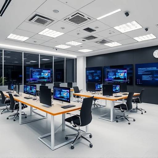 Interior of NovaTech Academy's dedicated cybersecurity training room